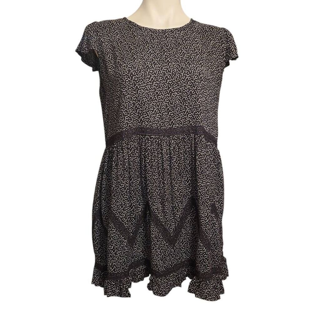 Zoe & Rose by Band of Gypsies polka dot dress lace detail black white girls XL